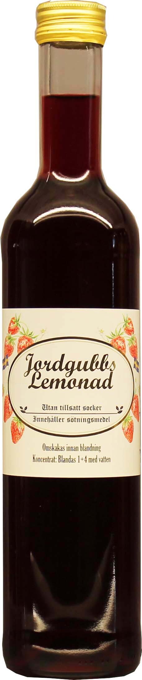 Jordgubbbs-lemonad sockerfri från Saema Delikatesser.